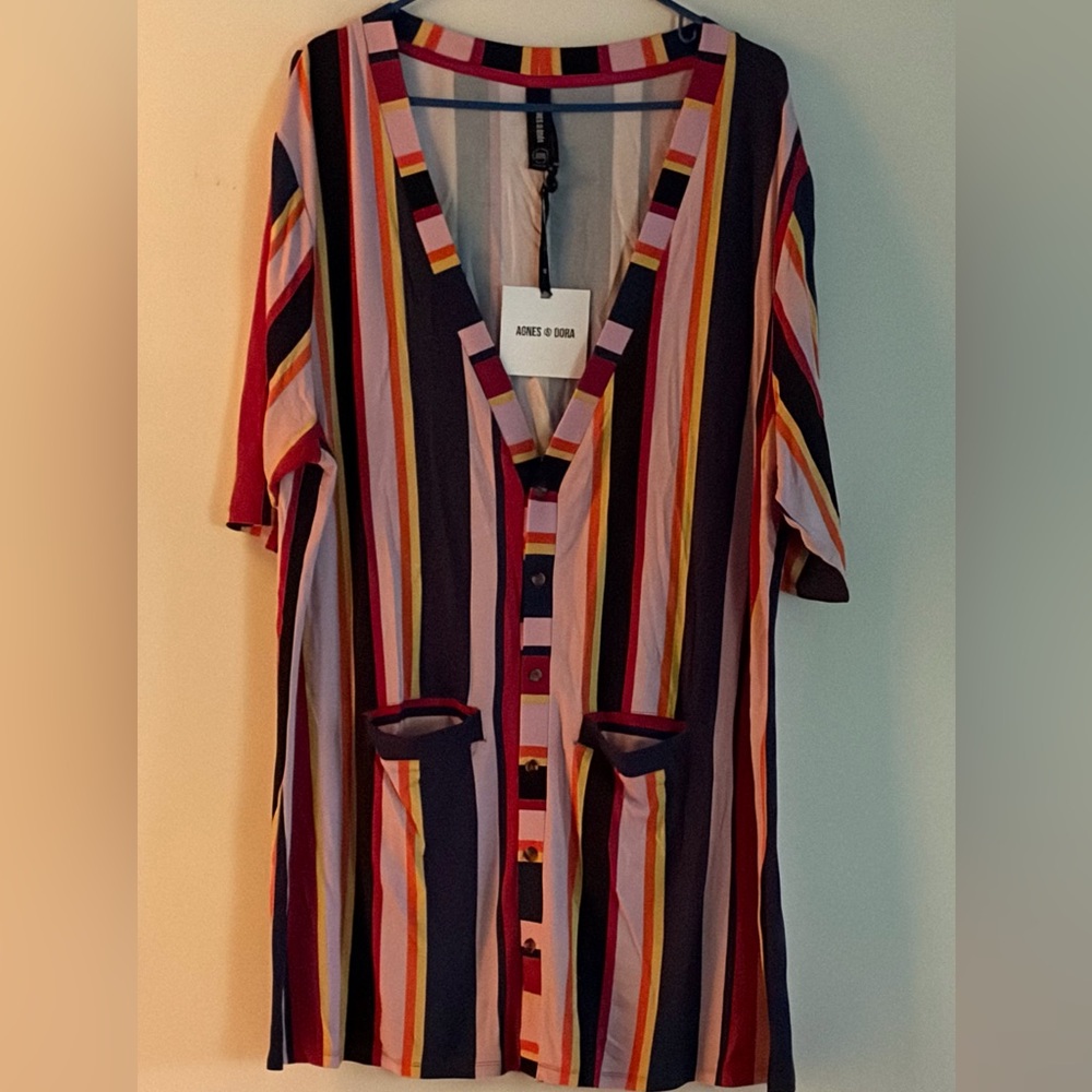 Agnes & Dora Striped Welt Cardigan Top